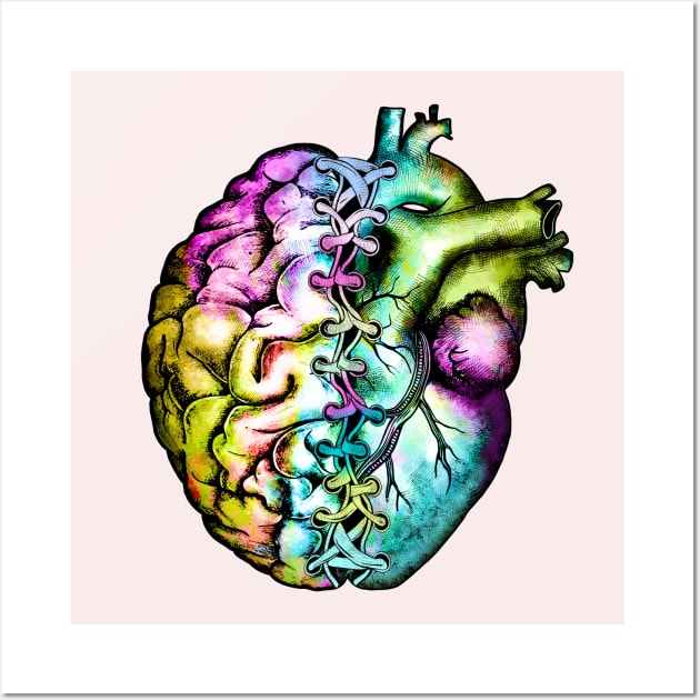 Right balance between brain and heart, colorful, raimbow, bound Wall Art by Collagedream